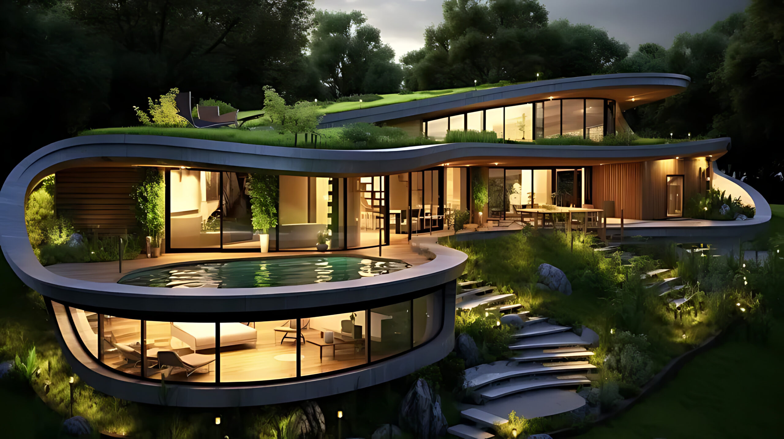 Eco-friendly house architecture concept